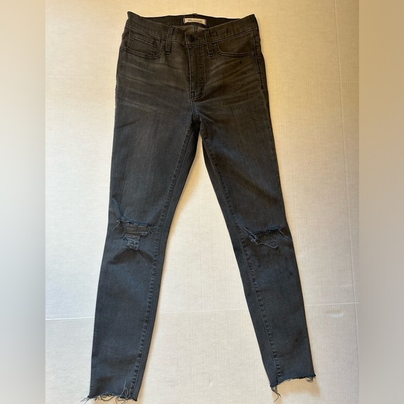 Madewell 9”mid rise skinny grey/black denim distressed jeans Sz-27 Q1 - Picture 2 of 9